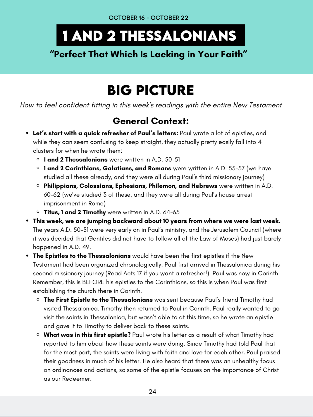 *new testament (Full year bundle) big picture/little picture study guide set of 4 *digital downloads* - Image 2
